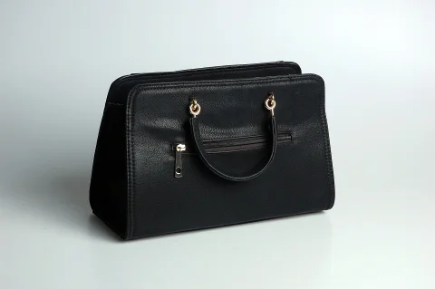 Women black leather handbag